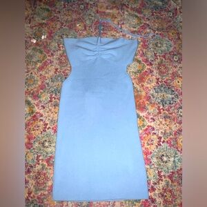 Open back mini dress, ties around neck